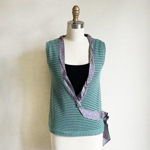 Marc Jacobs Striped Blossom Trim Knit Top